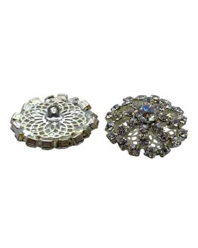 Jewel Button with Rhinestone Line 32 Ø 20 mm Silver metal