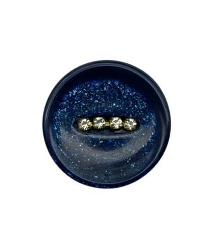 Blue jewel round button with rhinestones Ø 23 mm Lineate 36