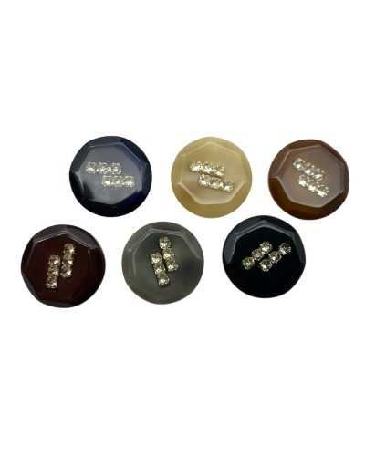 Jewel button with rhinestone line 28 - 18 mm Polyester