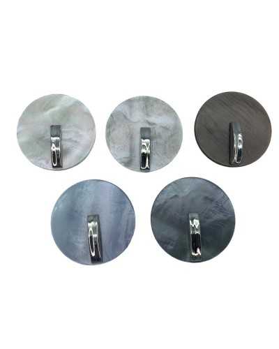 Round mother of pearl button with polished silver steel stem Mis 36