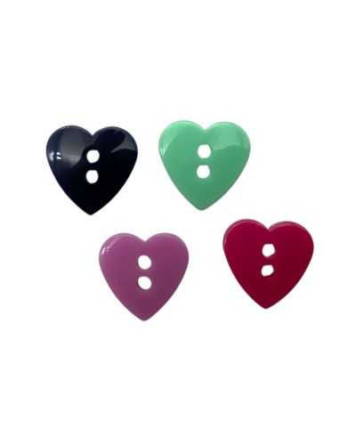 Bottone Bombato in Poliestere 11 Mm Forma Cuore 2 Buchi – 1 Pezzo