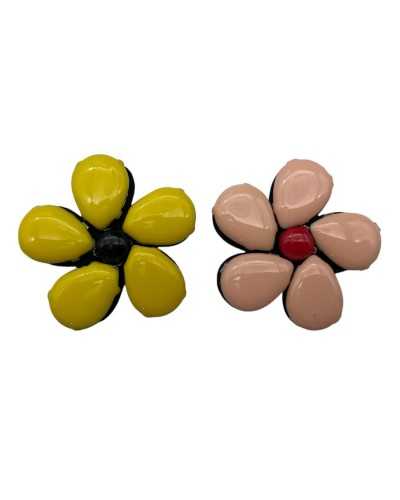Sewing flower application Ø 4 cm Shiny petals with colored stones