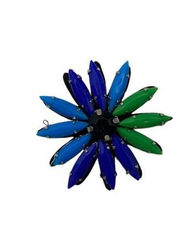 Applicazione Cucibile Fiore Ø 4 cm Petali Acrilici Multicolore con Gemma Centrale