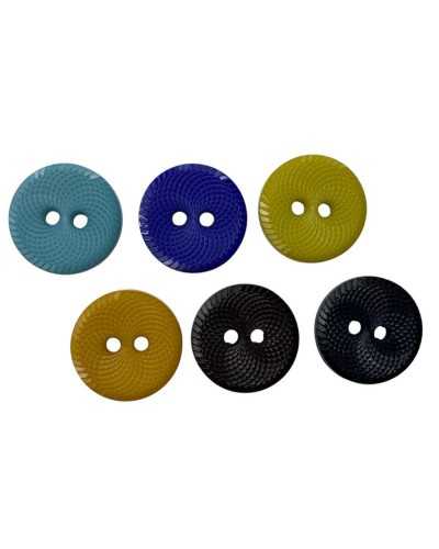 Knurled resin button with rims - measure 24/15 × 15 mm