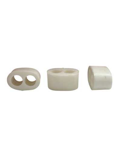 Weißes Kunststoff-Stopfenpaar 2-Löcher - Ø 4 mm - 15 × 8 mm