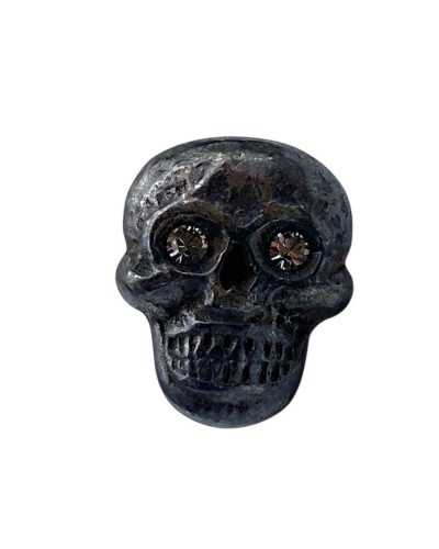 Botón de rifle de tecnología de calavera de metal - Ø 13 mm - con ojos de diamantes de imitación