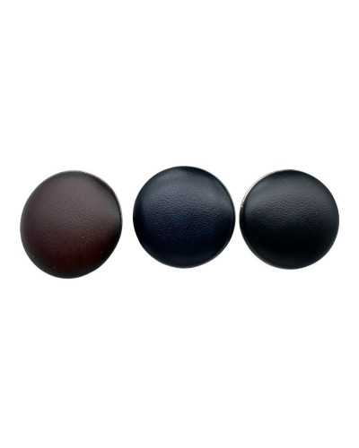 Padded button Ø 23 mm - Lineated 36 - Leather & silver metal