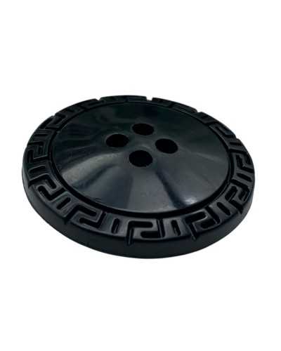 Schwarzer lineated runder Knopf 48 | Ø 3 cm | 4 Löcher mit Griechisch