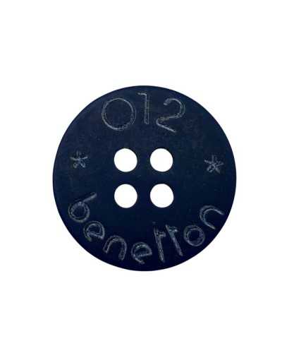 Dark blue flat button - Ø 18 mm - line 28 - Matte plastic - 4 holes