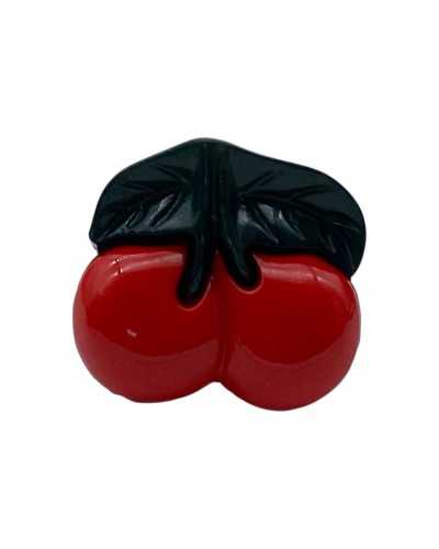 Decorative plastic button shape red / black cherries 1.5 cm