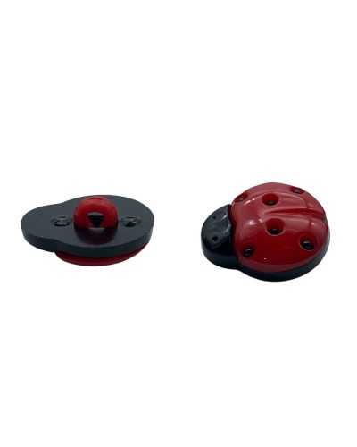 Bouton en plastique décoratif - Coccinelle | Ø 15 mm | Rouge et noir