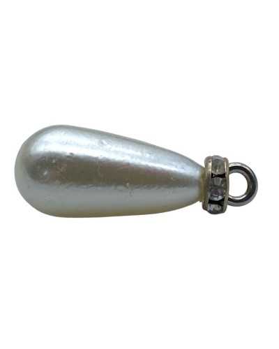 Mère de perle pendule ovale bouton métal tige en métal avec strass 25 × 10 mm