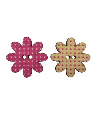 Decorative wooden wall - flower pattern with polka dots - Ø 3 cm