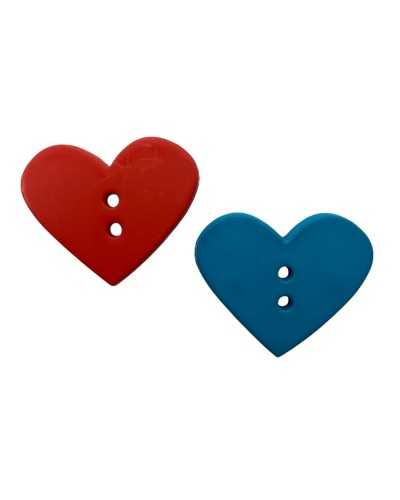 Decorative plastic button - flat heart - 2 holes - 35 × 30 mm