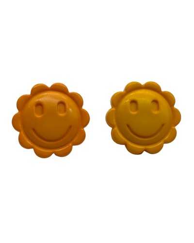 Decorative plastic button - smiling sun - Ø 18 mm