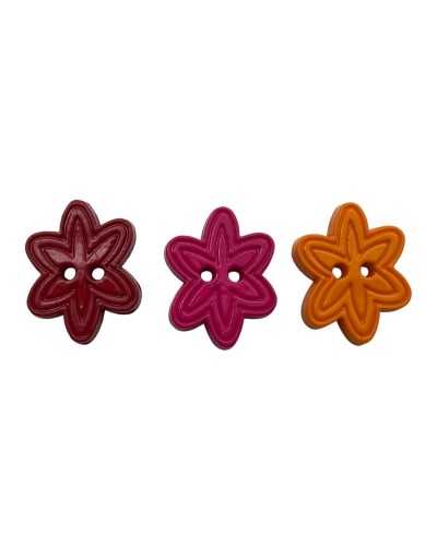 Decorative plastic button - worked flower - 2 holes - 18 × 15 mm