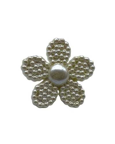 Bouton de cérémonie décorative - plastique nacré - Ø 18 mm - Mariée blanche