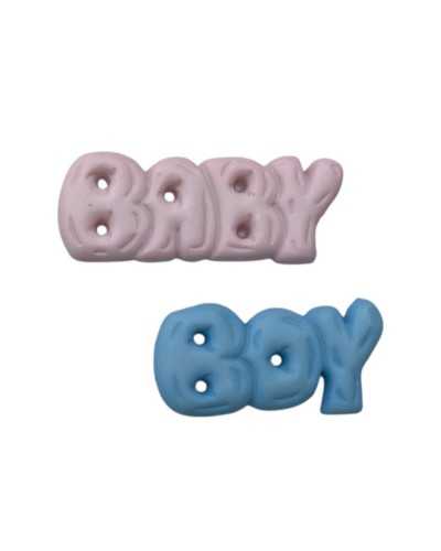 Decorative plastic buttons - Boy and baby written