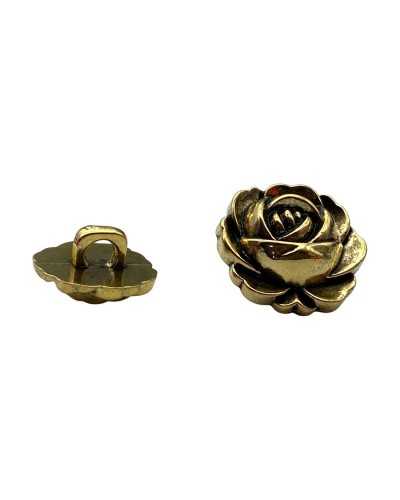 Decorative plastic button - floral gold - with shank - Ø 18 mm
