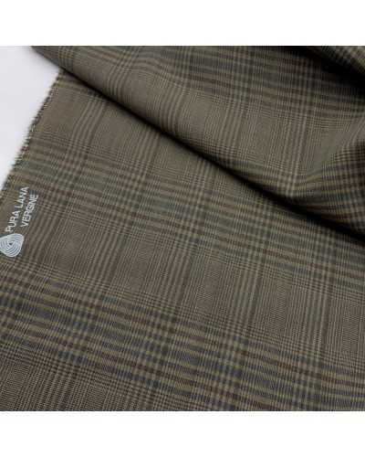 Tela en lana fresca Tasmania Príncipe de Gales Green Wales y Marrón Alto 150 cm