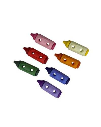 Bouton en plastique décoratif Marqueur coloré avec 2 trous - 18 × 5 mm