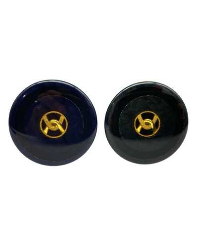 Round jewel button 42 Ø 27 mm blue and black with gold emblem