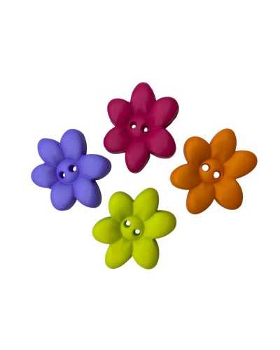 Decorative plastic button - colored flower - 2 holes - 27 × 22 mm