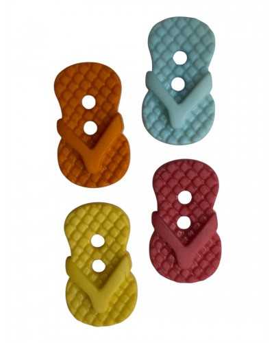 Decorative plastic button - Flip-flops model - 2 holes - 1x1.5 cm - Assorted colors