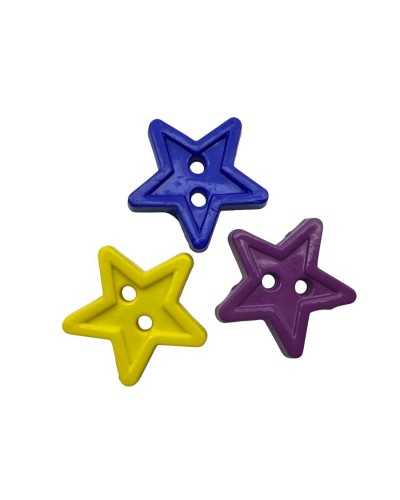 Decorative plastic star colored flat plate with step - 2 holes - Ø 1.8 cm