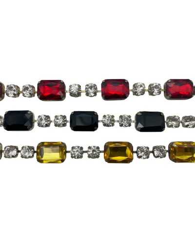 Recortes de joya - 8 cm - 4 Rhinestones Ø 8 mm + 2 Piedras rectangulares 12 × 18 mm