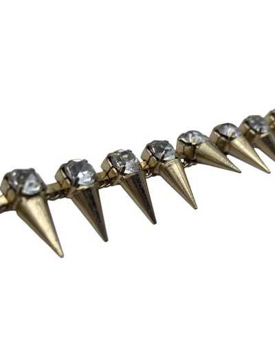 Trimmings de joya Tachuelas - 5 × 1.3 cm - Metal y Rhinestones - 13 mm de altura