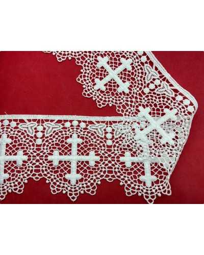 Cordón blanco sagrado festoneado con altura cruzada 10 cm 50 cm Corte