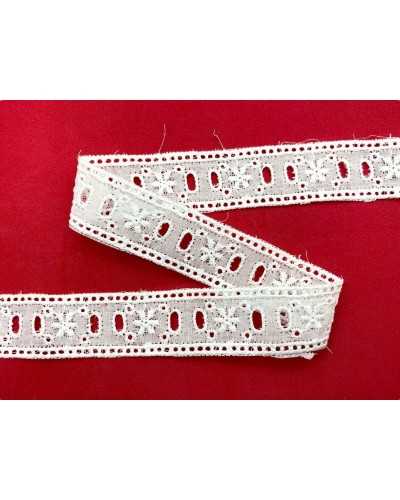 Pizzo sangallo bianco in cotone – passanastro – altezza 2 cm – fessura 5 mm