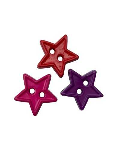 Decorative plastic button - colored star - plate with step - 2 holes - Ø 1.3 cm