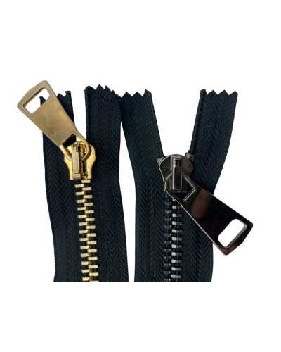 Cadena de cremallera de metal negro fijo de 18 cm 10, mano grande