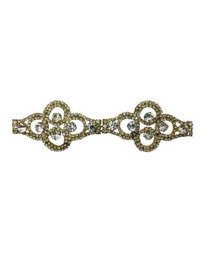 Passamaneria Gioiello – Metallo Oro con Strass Argento – 13 x 4 cm