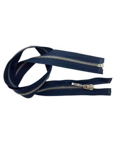 Cerniera Metallo Divisibile 60 Cm Catena 5 Argento 1 Cursore Fettuccia Policotone