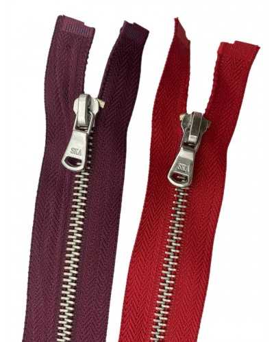 Cerniera Divisibile Cm 80 Policotone Catena 5 Metallo Argento 1 Cursore