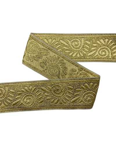 Trimming Ribbon Sacred Half Flower Embroidery Lurex 5 Cm Price per 50 Cm Made in Italy