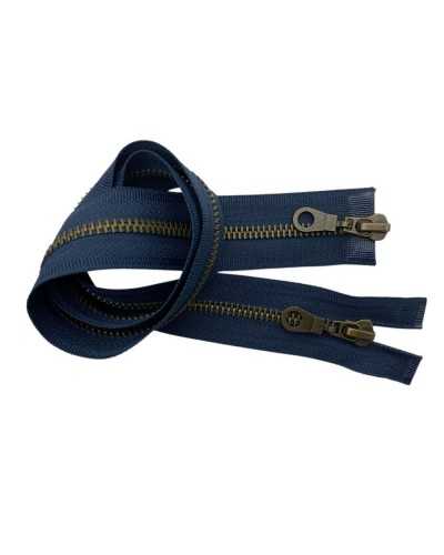 Cerniera Metallo Divisibile 65 Cm Catena 5 Doppio Cursore Oro Antico