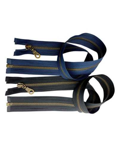 Old Burnished Gold Metal Metal Hinge 65 Cm Divisible Chain No.5 with 1 Slider Polycotton Tape