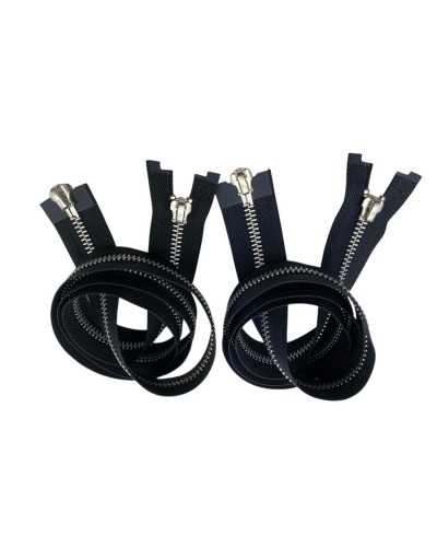 85 cm metal zipper - Double slider with silver steel finish - rapid graft pull