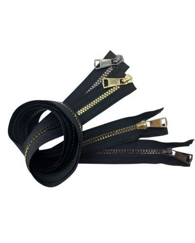 Zip zippé zip n ° 5 chaîne en plastique de la chaîne de plastique double curseur brillant métal brillant divisible fiable 80 cm