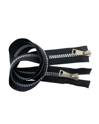 Zip zippée zip n ° 8 chaîne en plastique chaîne de plastique double curseur métal brillant divisible 80 cm