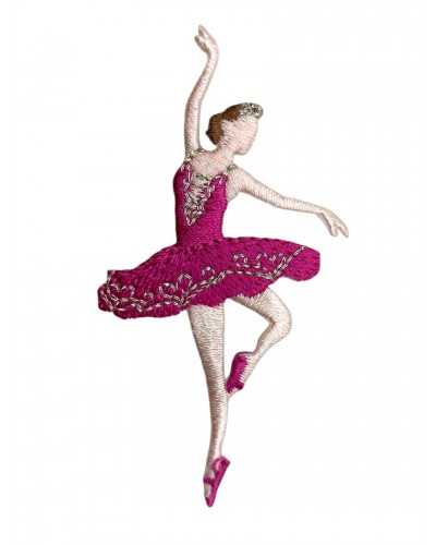 Applicazione Termoadesiva Patch Marbet Ricamo Ballerina con Vestito Fuxia – Danza Classica