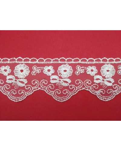 Spitze, Spitze, Tüll, bestickte Blumenschleife, 7 cm hoch