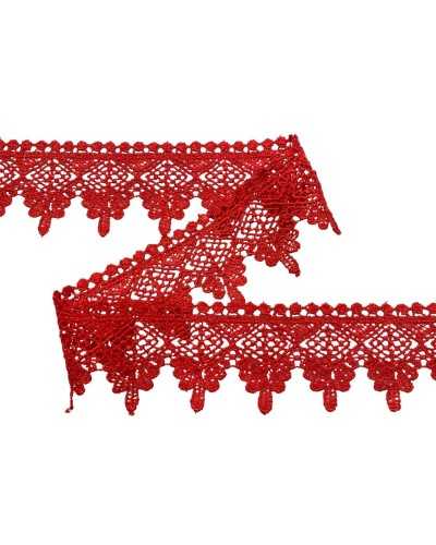 Red macramé lace Tip with rhombus 5 cm high