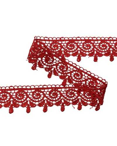 Lace macramé trimmance red tall 4 cm
