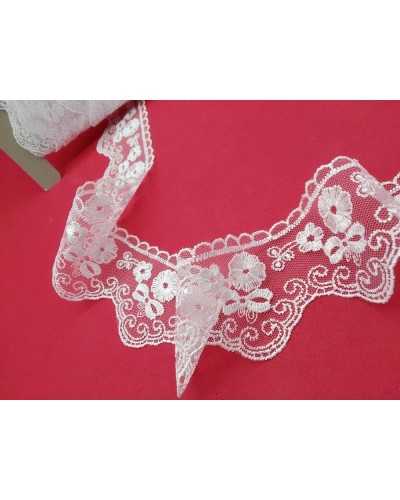 Spitze, Spitze, Tüll, bestickte Blumenschleife, 7 cm hoch