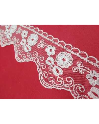 Spitze, Spitze, Tüll, bestickte Blumenschleife, 7 cm hoch